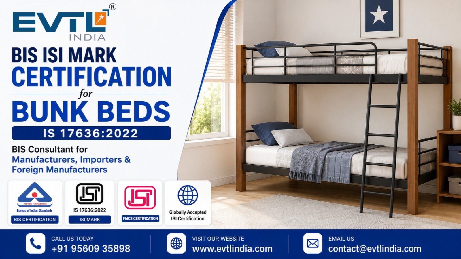 BIS ISI Mark Certification for Bunk Beds IS 17636:2022 | BIS Consultant for Manufacturers, Importers & Foreign Manufacturers